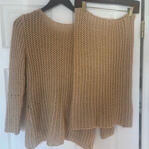 Elegant 100% wool cashmere brown Knit Skirt Set size 4 small/medium